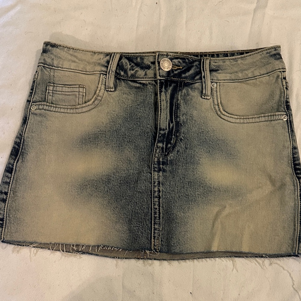 YMI Faded Black Denim Mini Skirt
